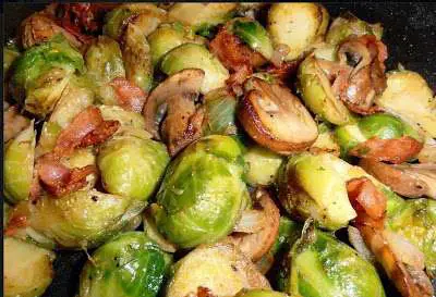 Brussel Sprouts with Bacon and Mushrooms
