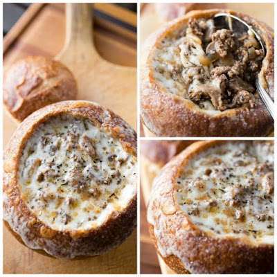 Yes!!! Philly Cheesesteak Stew in a bread bowl?!!!