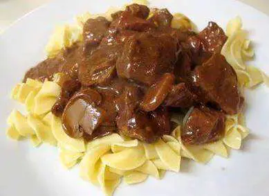 Baked Beef Tips and Noodles