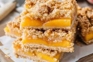 Layered Peach Dream Bars with Cream Cheese Swirl