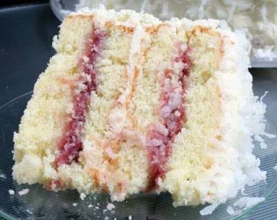 Coconut Cake with Raspberry Filling