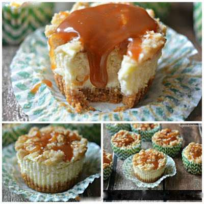 Mini Caramel Apple Streusel Cheeecakes